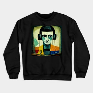 Mid Century Man with Headphones Crewneck Sweatshirt